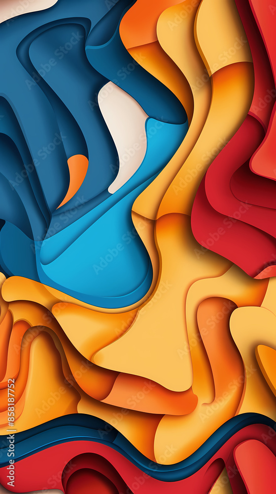 Obraz premium 3D Bas-relief , abstract art background Colorful seamless vector illustration.