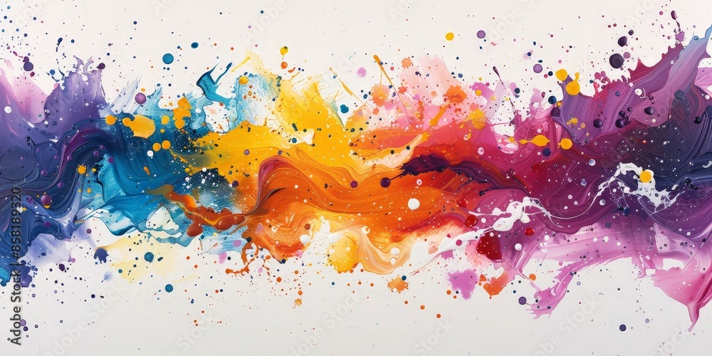 Fototapeta premium Abstract Painting with Colorful Swirls and Splashes