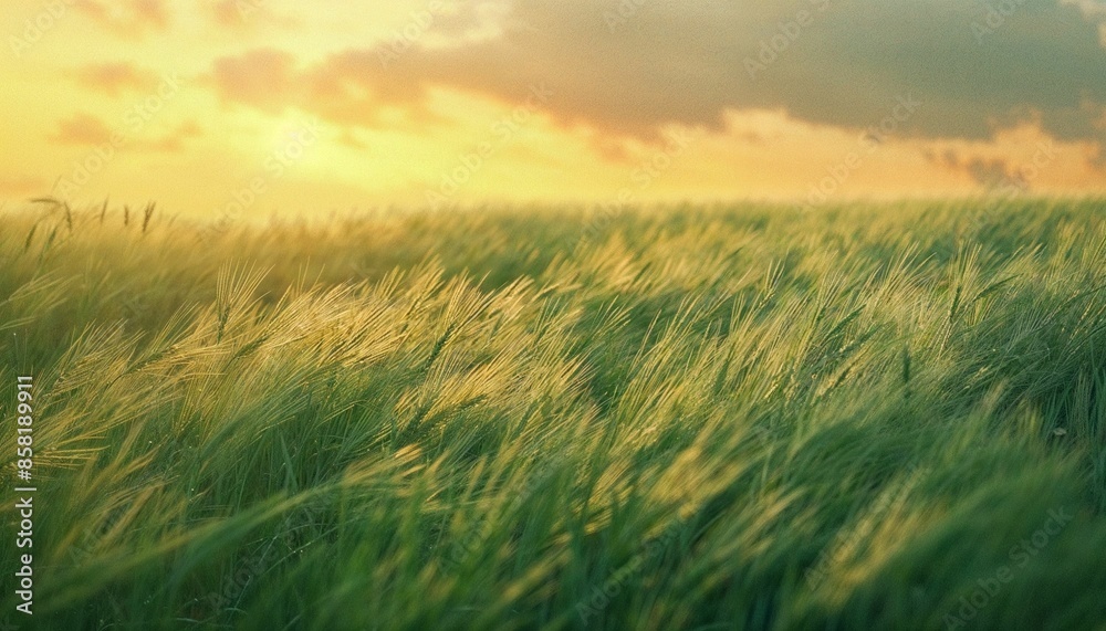 Serene Long Exposure of Wheat Field Swaying in the Wind at Sunset - AI generated digital art Serene Long Exposure of Wheat Field Swaying in the Wind at Sunset - AI generated digital art