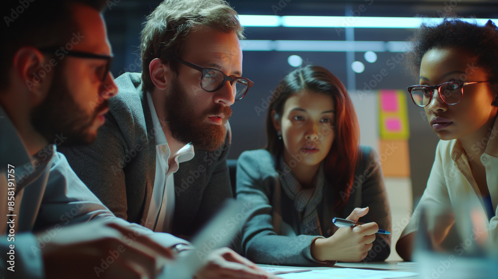 © Furkan - Business meeting concept. Company employees are reviewing the agreement. Company employees examine the graphics before their meeting with their partners.