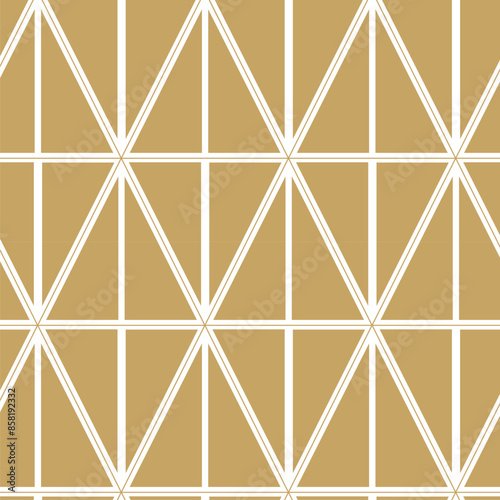 Abstract geometric pattern with triangle and diamond, lines and stripes. A seamless vector background. Graphic modern pattern. White and gold pattern.