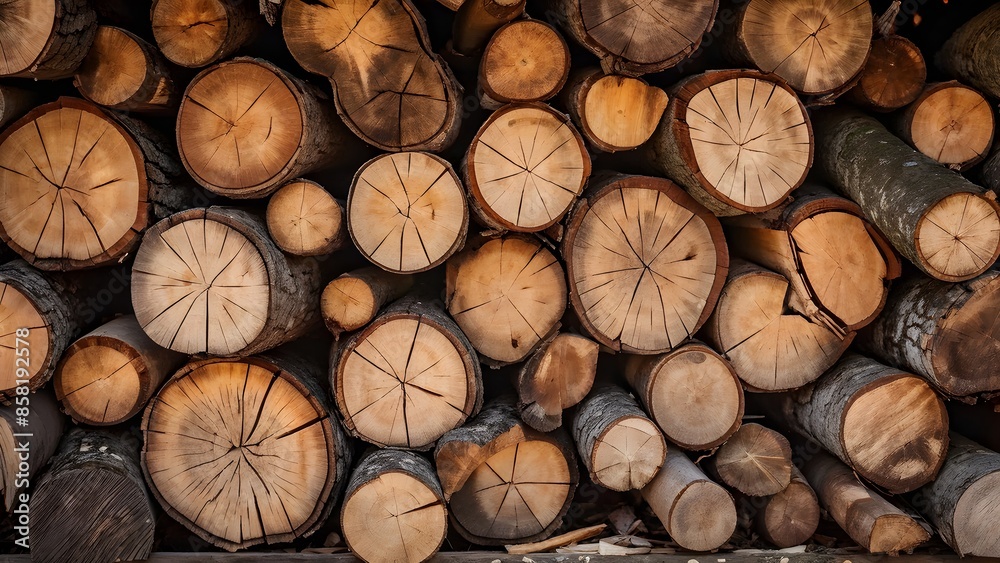 Log wood firewood stack, digital art style, warm color tones. Generative AI Log wood firewood stack, digital art style, warm color tones. Generative AI