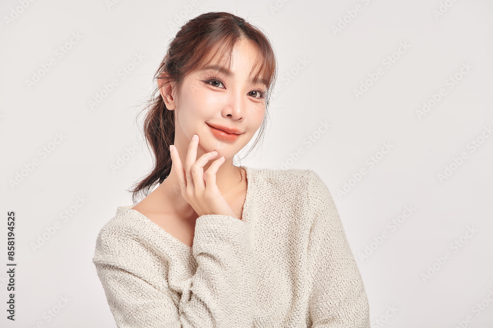 Beautiful young asian woman with clean fresh skin on white background, Face care, Facial treatment, Cosmetology, beauty and spa, Asian women portrait. Beautiful young asian woman with clean fresh skin on white background, Face care, Facial treatment, Cosmetology, beauty and spa, Asian women portrait.