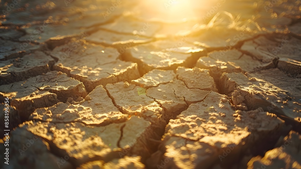 Cracked and Parched Earth Under Scorching Midday Sun in Desert Landscape Cracked and Parched Earth Under Scorching Midday Sun in Desert Landscape