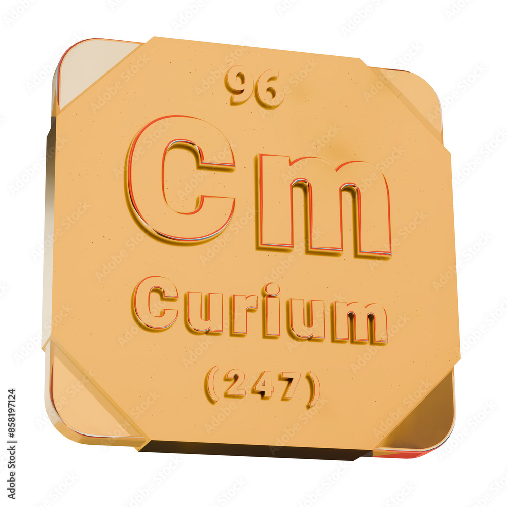 3D Golden Icon - Curium (Cm) Element from Periodic Table 3D Golden Icon - Curium (Cm) Element from Periodic Table