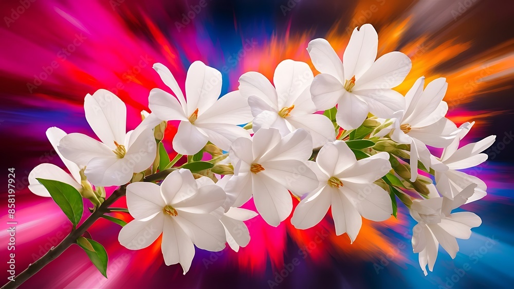 Naklejka premium Beautiful jasmine flowers on color background