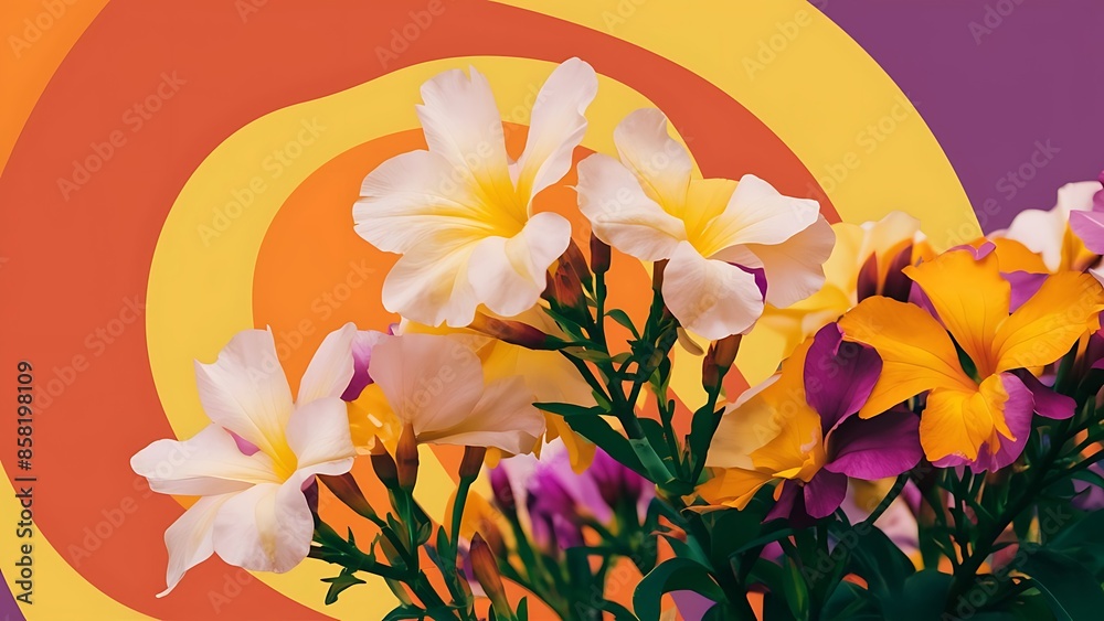 Naklejka premium Beautiful jasmine flowers on color background