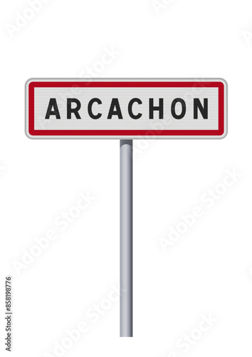 Panneau d'entrée de la ville d'Arcachon (Gironde) en vectoriel