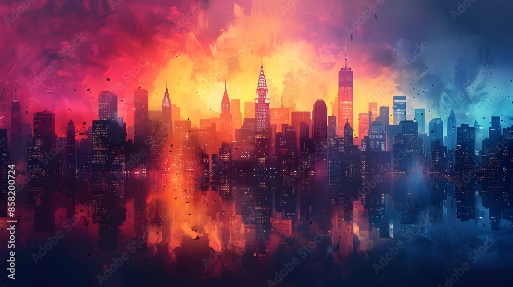 Captivating Cityscape Ablaze with Vibrant Hues Reflecting in the Tranquil Waters Captivating Cityscape Ablaze with Vibrant Hues Reflecting in the Tranquil Waters