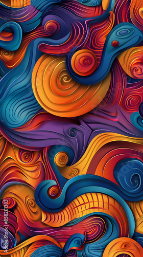 3D Bas-relief , abstract art background Colorful seamless vector illustration.