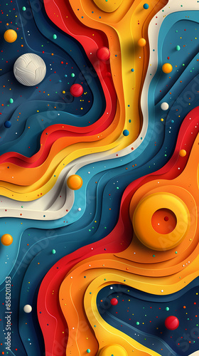 3D Bas-relief , abstract art background Colorful seamless vector illustration.