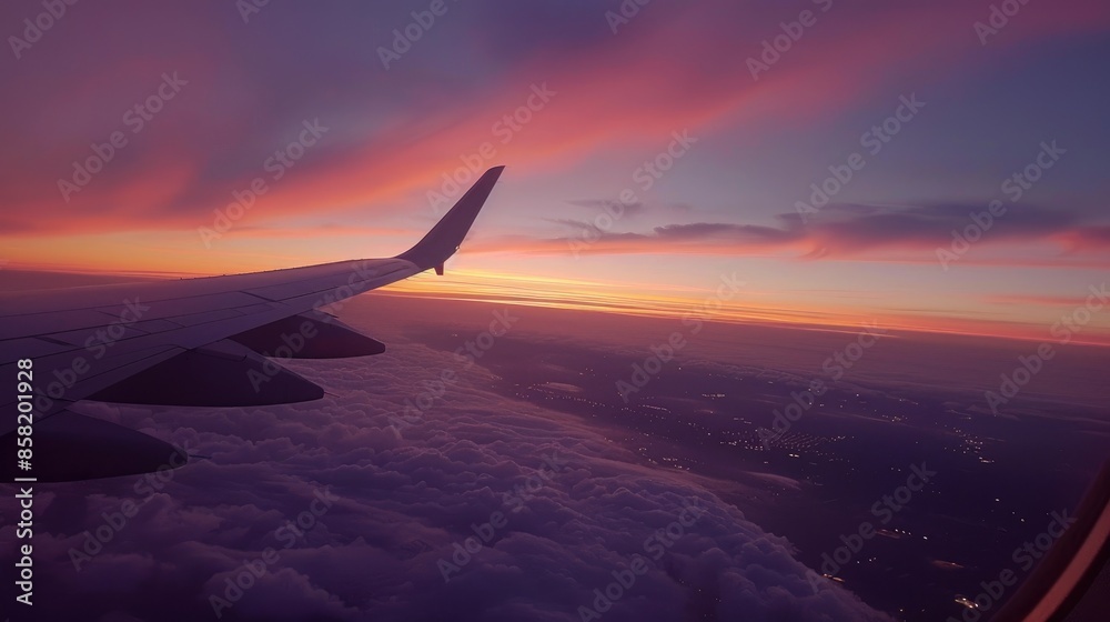 Airplane wing captured at sunset with a smartphone Airplane wing captured at sunset with a smartphone
