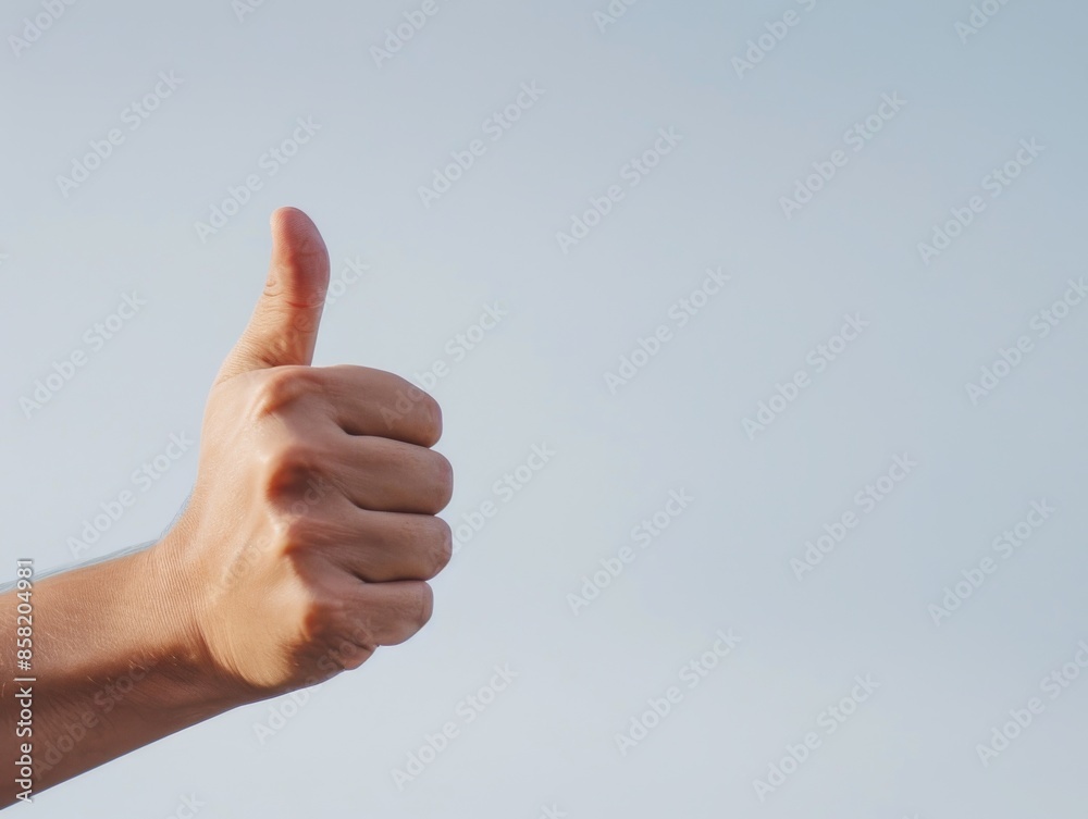 Medium shot of hand with thump up, themed background. Medium shot of hand with thump up, themed background.