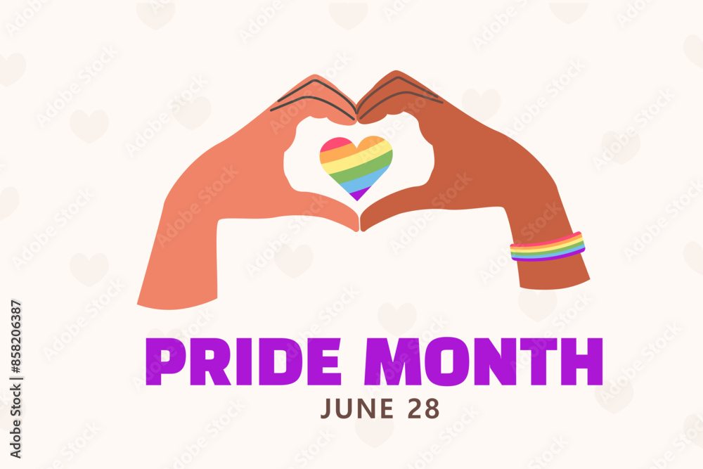 Fototapeta premium Pride month background with hands. LGBT pride
