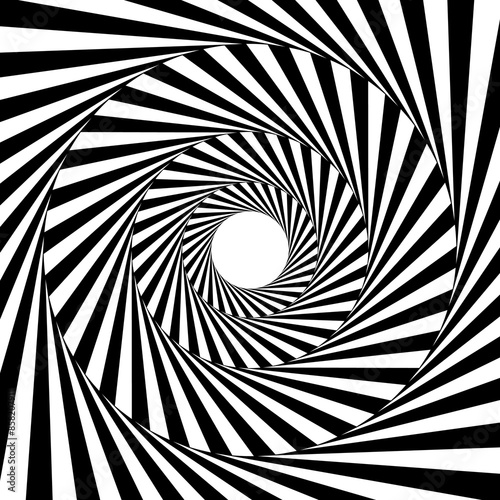 Op art vector design Illusion of whirl movement in a circle frame. Abstract striped textured background. Vector art optical illusion wavy line pattern.