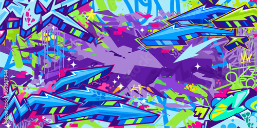 Cool Trendy Abstract Hip Hop Urban Street Art Graffiti Style Vector Illustration Background Template