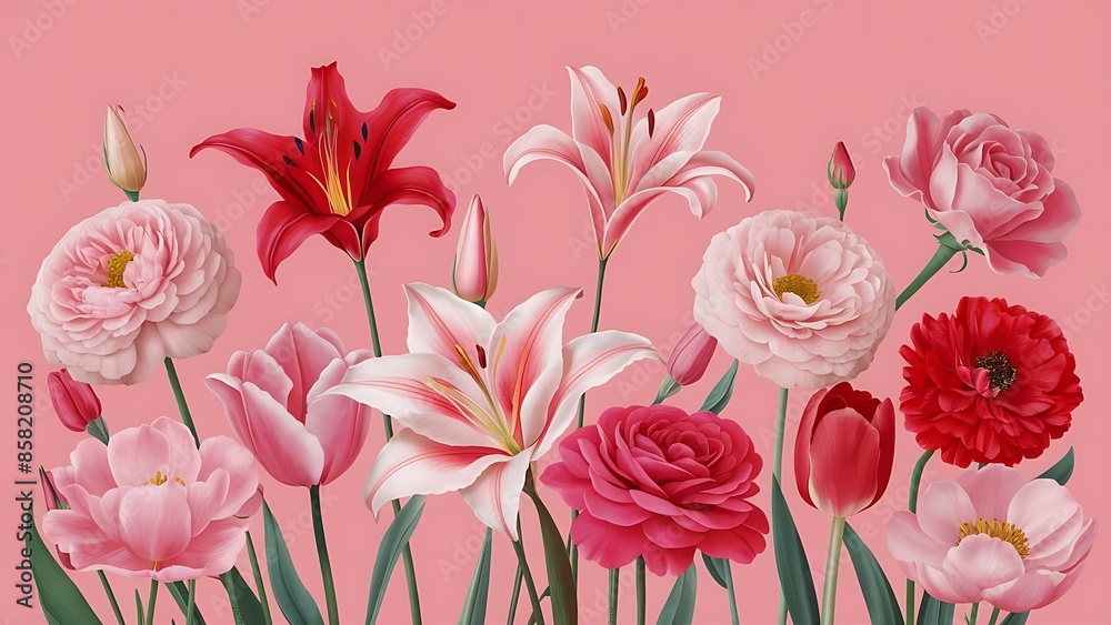 Nice flowers on the pink background Nice flowers on the pink background