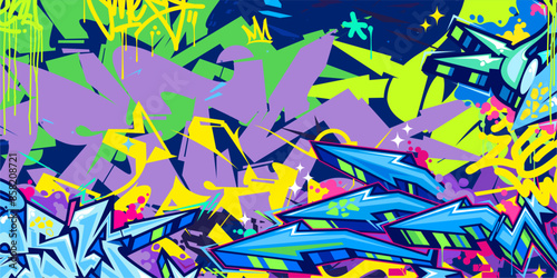 Trendy Abstract Hip Hop Urban Street Art Graffiti Style Vector Illustration Background Template