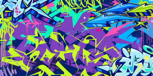 Cool Trendy Abstract Hip Hop Urban Street Art Graffiti Style Vector Illustration Background Template