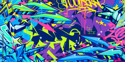 Cool Trendy Abstract Hip Hop Urban Street Art Graffiti Style Vector Illustration Background Template