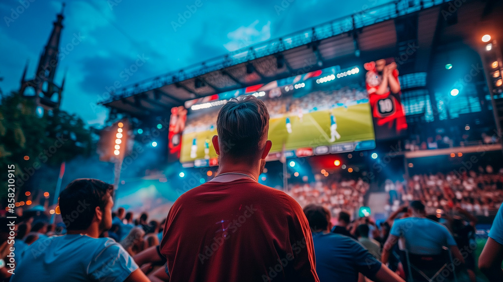 Public viewing of a soccer match Public viewing of a soccer match