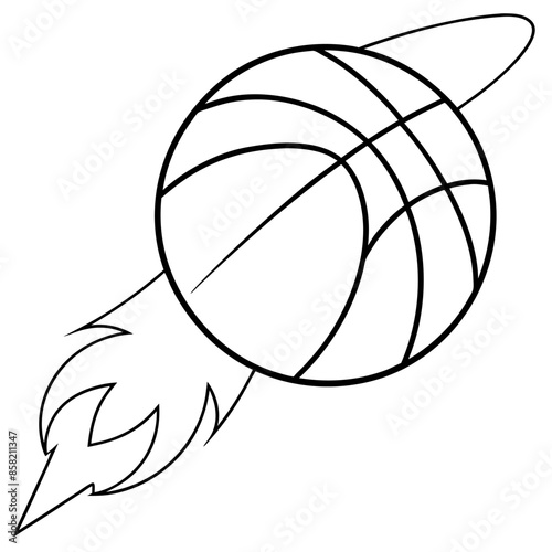 Basketball Coloring Page Colored Illustration