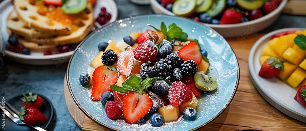 A refreshing fruit salad featuring fresh berries, perfect for a light and nutritious meal or a sweet and healthy snack