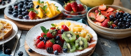 A refreshing fruit salad featuring fresh berries, perfect for a light and nutritious meal or a sweet and healthy snack