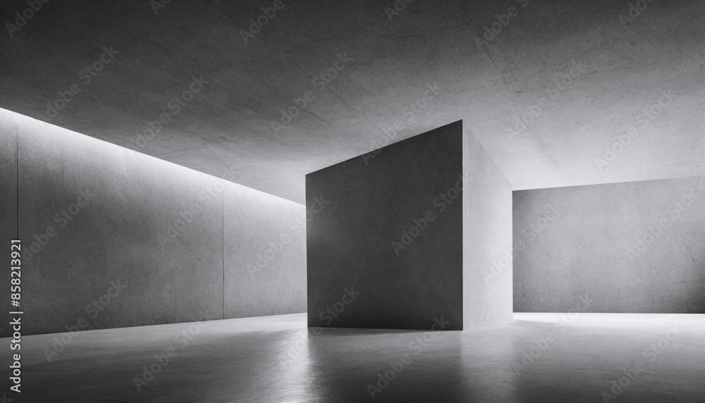Fototapeta premium Interior, concrete pillar in empty room