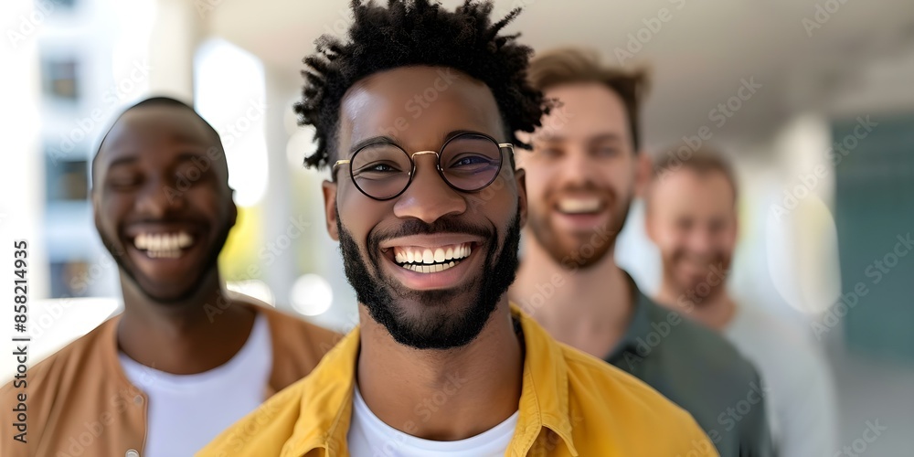 Three joyful men engaging in laughter therapy showcasing the healing power of laughter. Concept Laughter Therapy, Healing Power of Laughter, Joyful Men, Group Laughter, Positive Impact Three joyful men engaging in laughter therapy showcasing the healing power of laughter. Concept Laughter Therapy, Healing Power of Laughter, Joyful Men, Group Laughter, Positive Impact