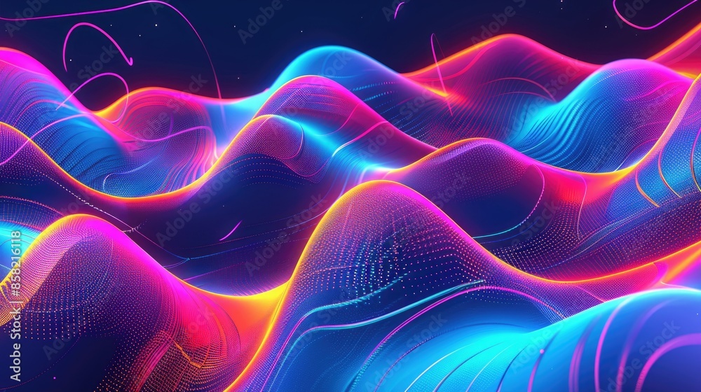 Formulate an electric Big Neon Wave Background featuring vibrant shapes AI generated Formulate an electric Big Neon Wave Background featuring vibrant shapes AI generated