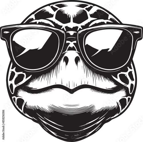 Cartoon colorful turtle with sunglasses, smoking & drink on white background. Created with generative AI