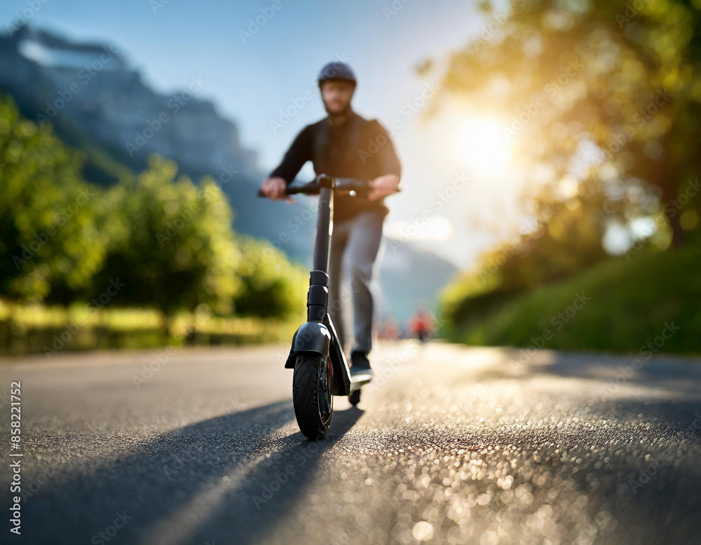 Fototapeta premium Jazda na hulajnodze elektrycznej 
