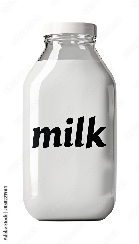 Milk in a glass bottle on a transparent background. Milk in a glass bottle on a transparent background.