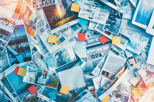 Financial Goals Visualization: 3D Model of a Vision Board with Images and Notes