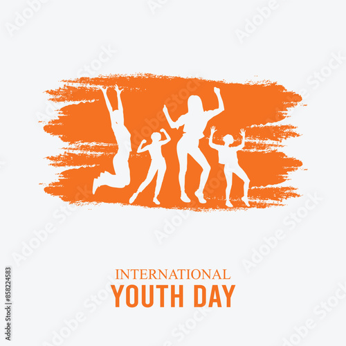 Youth Day, International Youth Day, Celebrating | International Youth Day Poster, Embrace the Spirit of International Youth Day with Energetic Silhouettes. Happy International Youth Day, Poster, Banne