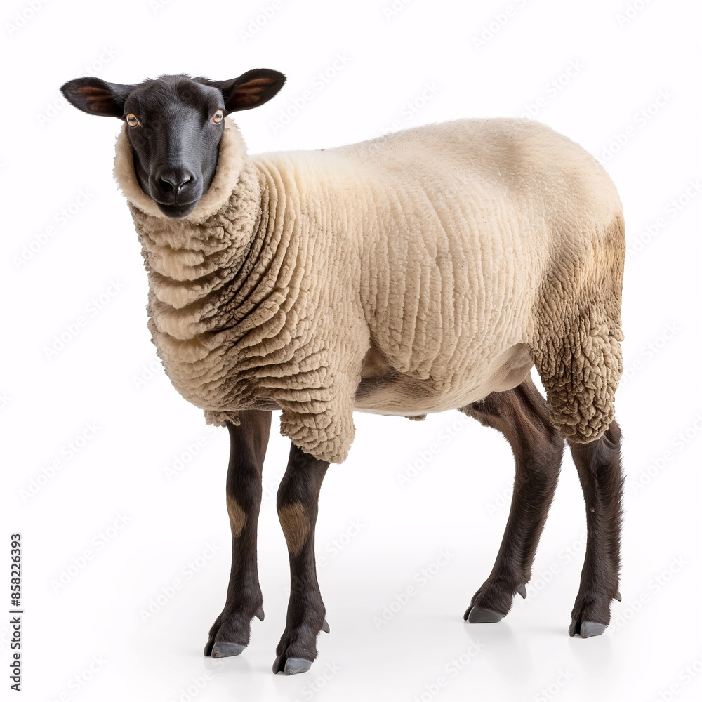 Fototapeta premium a sheep on an isolated white background