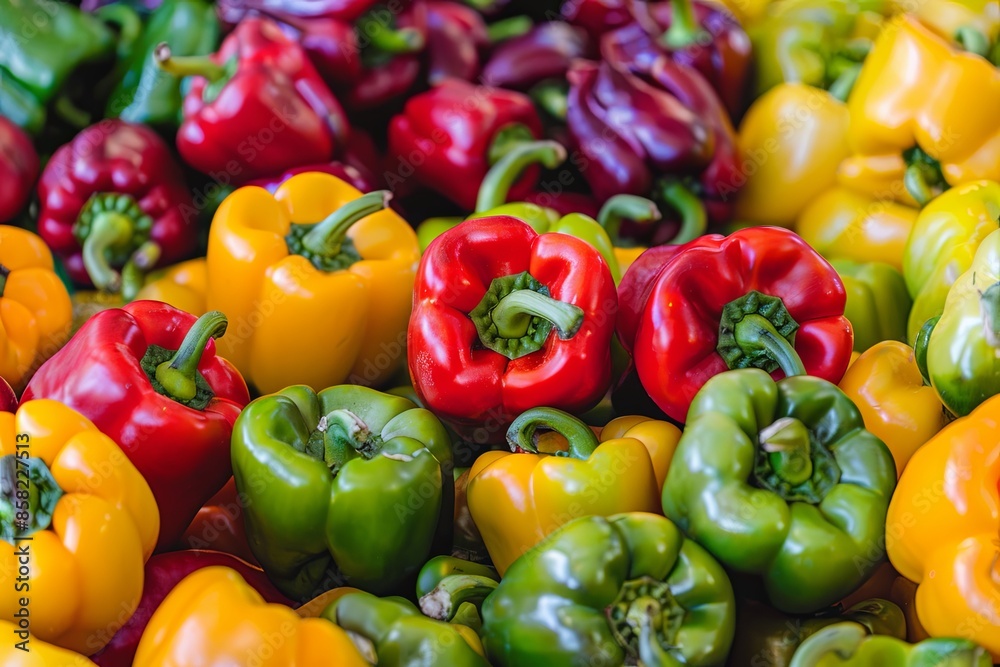 Colorful bell peppers in a heap as a background Colorful bell peppers in a heap as a background