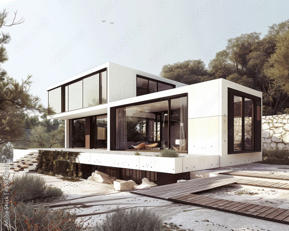 Modern modular Spanish house with recycled materials Modern modular Spanish house with recycled materials