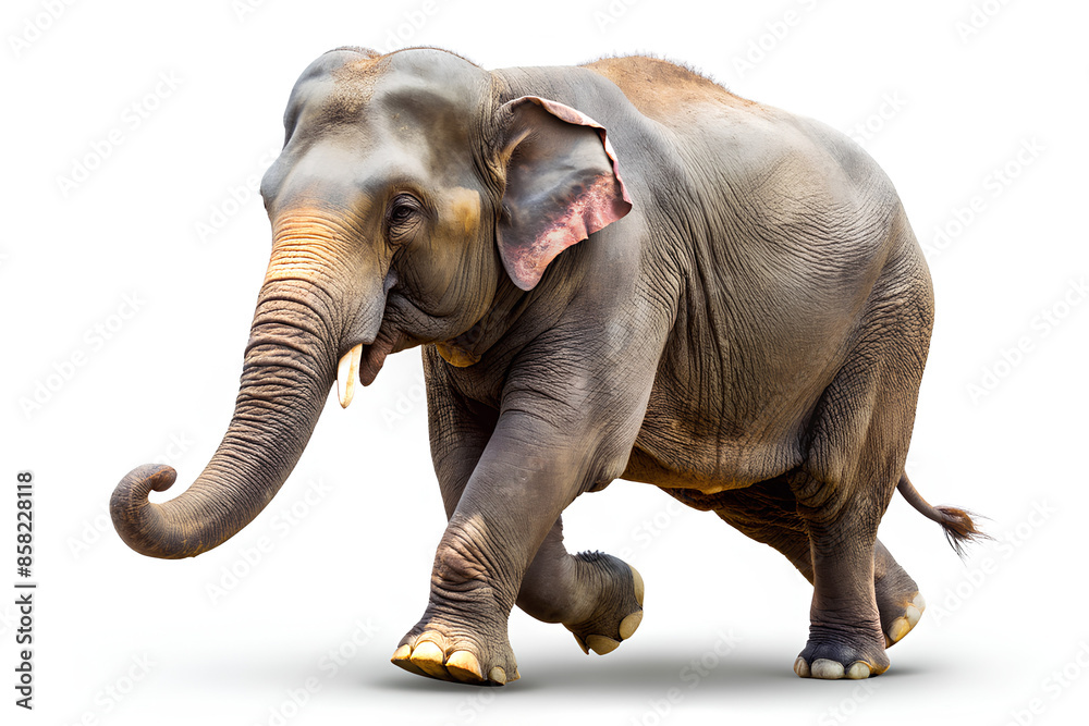 Thai Elephant running isolated on white background. clipping path Thai Elephant running isolated on white background. clipping path