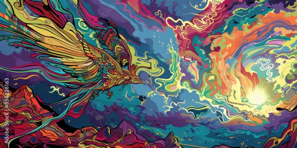 Angelic Guardian in a Vibrant Sky Angelic Guardian in a Vibrant Sky
