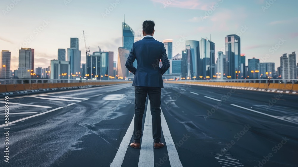 Transportation business, city, businessman standing back Transportation business, city, businessman standing back