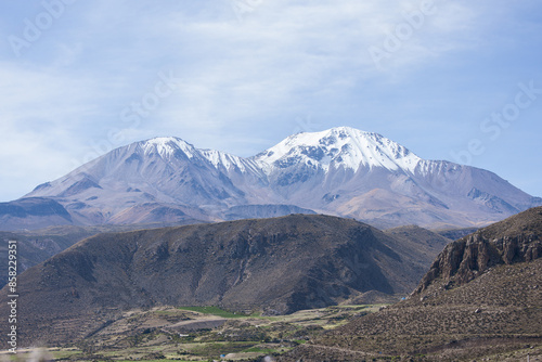 Montanhas da cordilheira dos andes no município de Putre-Chile photo