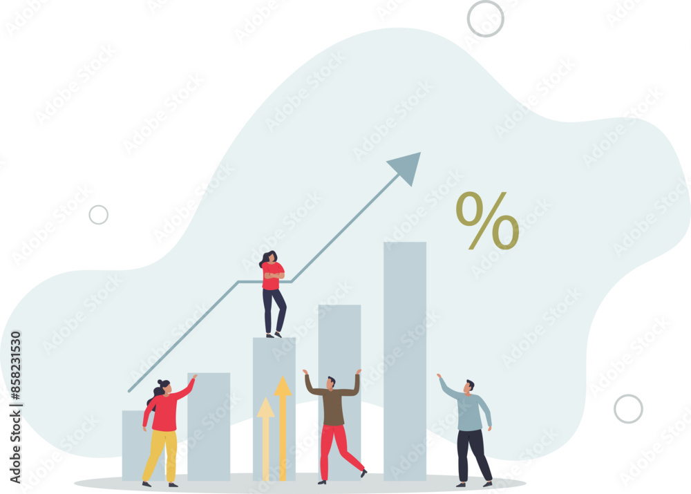 Obraz premium Achievements in business and finance for money profit .Successful money earning with effective sales work.flat illustration