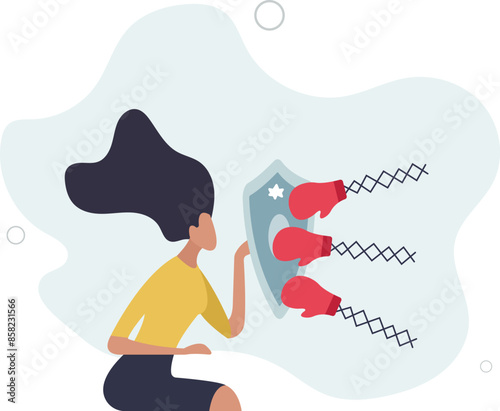 Business threat, fight to survive in business competition, resilience or adversity, challenge or survive to win, courage fighter concept.flat illustration