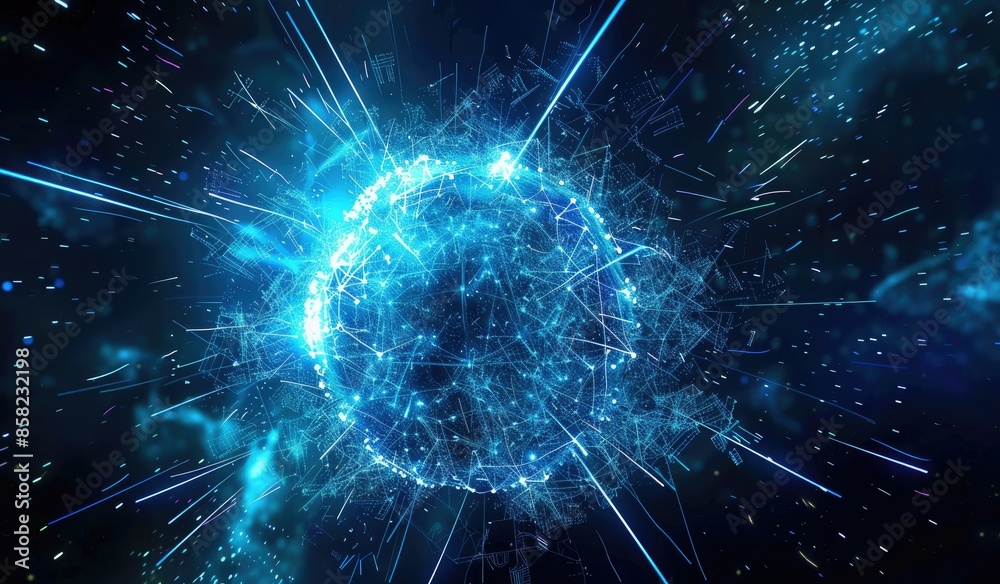 Abstract Digital Globe with Glowing Lines Abstract Digital Globe with Glowing Lines