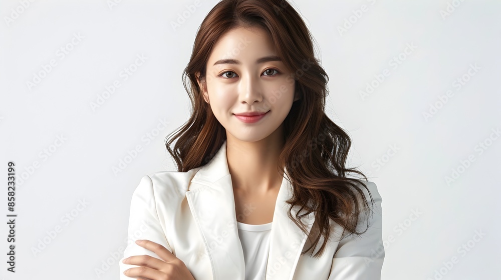 Confident and Stylish Asian Business Woman Smiling Professionally