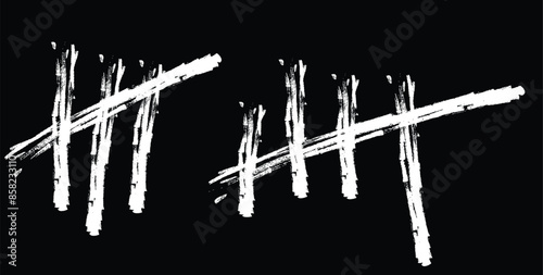 Tally marks prison jail vector wall count. Slash hash brush line number tally mark prison wall.eps10