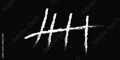 Tally marks prison jail vector wall count. Slash hash brush line number tally mark prison wall.eps10