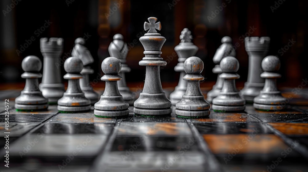 A striking close-up shot of chess pieces arranged on a board, highlighting the strategic gameplay elements and the poised balance of power and intellect associated with chess. A striking close-up shot of chess pieces arranged on a board, highlighting the strategic gameplay elements and the poised balance of power and intellect associated with chess.